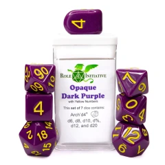Opaque Dark Purple with Yellow Numbers - Set of 7